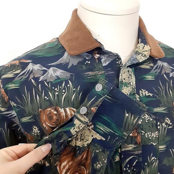 Mo Betta Western Shirt Suede Collar Bear Mountain Button Up Shirt Garth Brooks - Picture 4 of 9